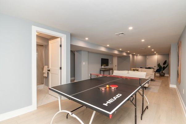 Game Room, Interior, Recessed Lighting, Wood Texture Flooring