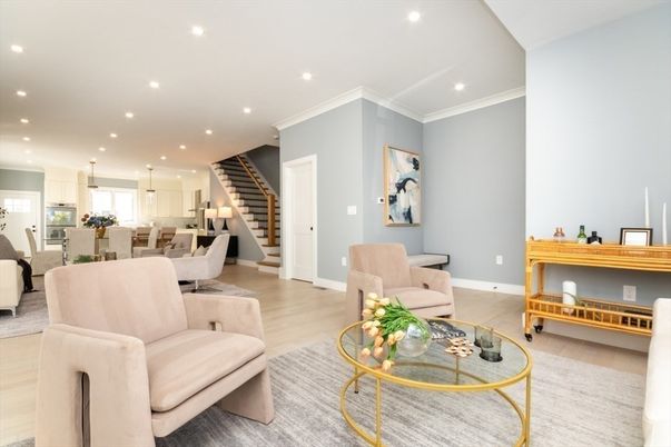 Dining room, Interior, Kitchen, Living room, Pendant Lights, Recessed Lighting, Wood Texture Flooring