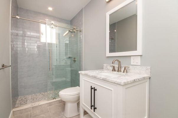 Bathroom, Glass Shower, Interior, Recessed Lighting
