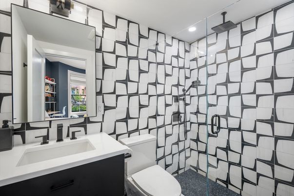 Bathroom, Glass Shower, Interior, Recessed Lighting