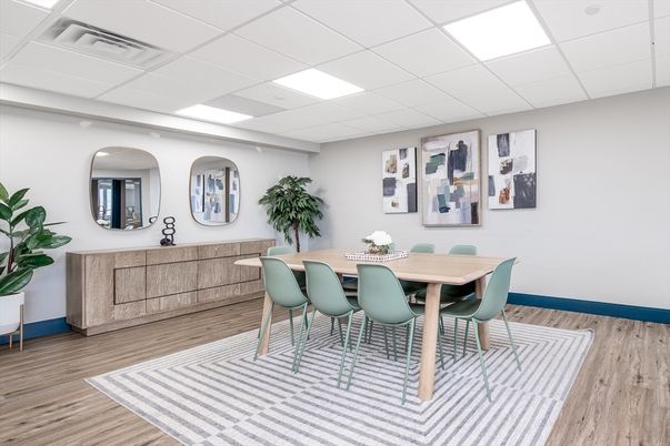 Dining room, Interior, Recessed Lighting, Wood Texture Flooring