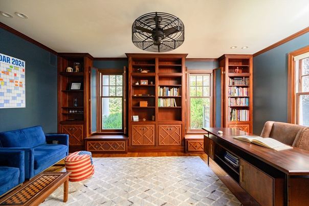 Home Office, Interior, Recessed Lighting, Wood Texture Flooring