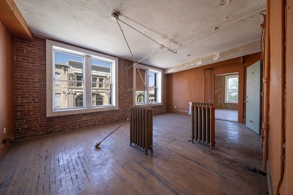 Empty room, Interior, Stone Walls, Wood Texture Flooring