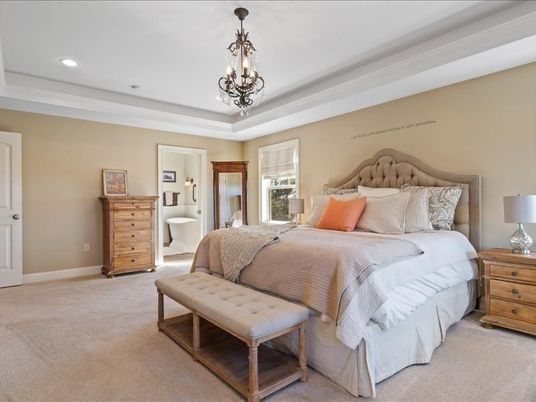Bedroom, Chandelier, Interior, Recessed Lighting