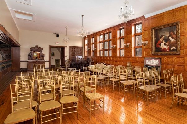 Chandelier, Dining room, Fireplace, Interior, Wood Texture Flooring, Wooden Walls