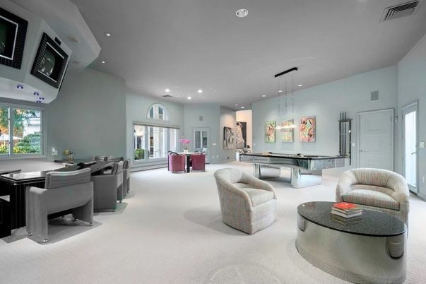 Billiard Table, Game Room, Interior, Pendant Lights, Recessed Lighting