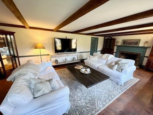 Fireplace, Interior, Living room, Wooden Beams, Wood Texture Flooring