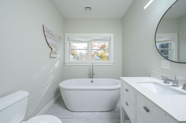 Bathroom, Dual Sink Vanities, Free Standing Baths, Interior, Marble