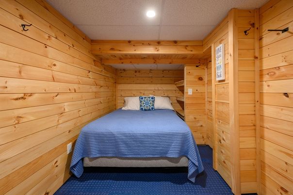 Bedroom, Interior, Recessed Lighting, Wooden Walls