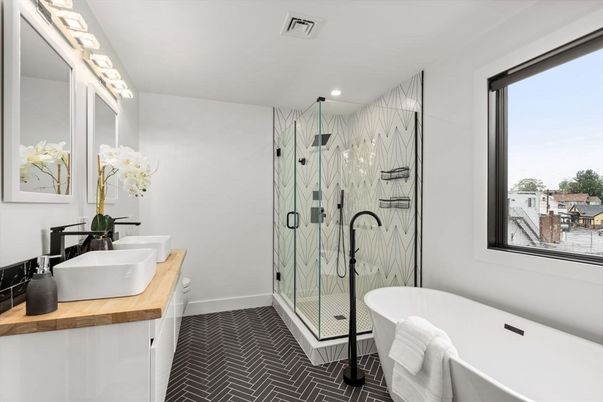 Bathroom, Dual Sink Vanities, Free Standing Baths, Glass Shower, Interior, Recessed Lighting