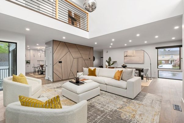 Dining room, Interior, Kitchen, Living room, Pendant Lights, Recessed Lighting, Wood Texture Flooring