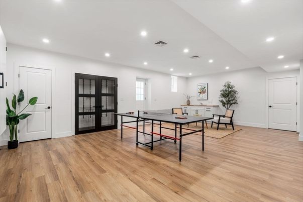 Game Room, Interior, Recessed Lighting, Wood Texture Flooring