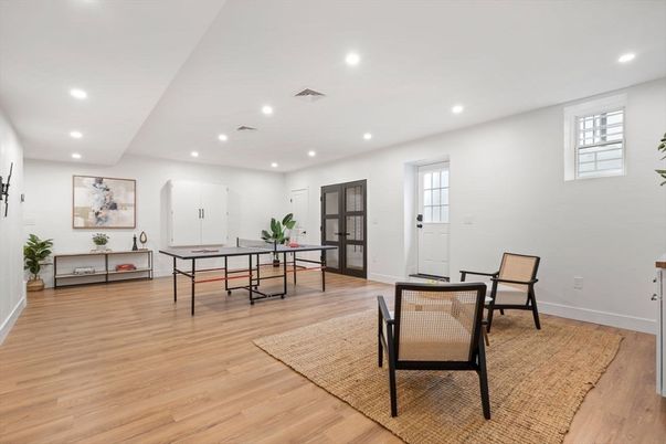 Game Room, Interior, Recessed Lighting, Wood Texture Flooring