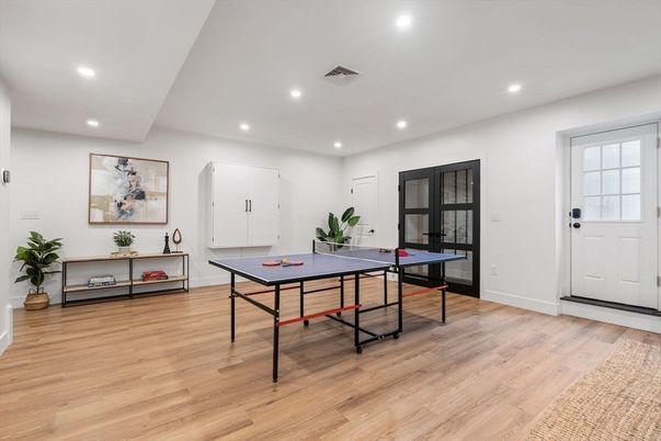 Game Room, Interior, Recessed Lighting, Wood Texture Flooring