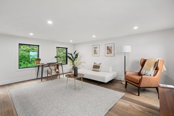 Home Office, Interior, Recessed Lighting, Wood Texture Flooring