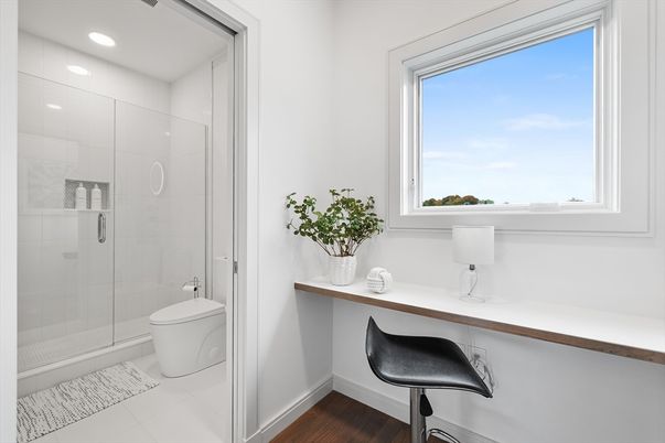 Bathroom, Glass Shower, Interior, Recessed Lighting