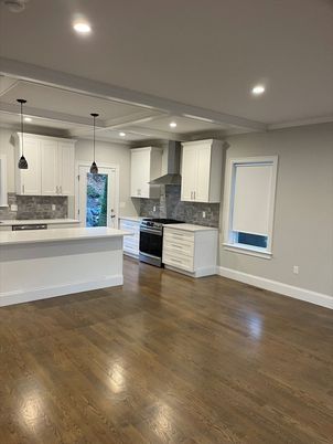 Interior, Kitchen, Pendant Lights, Recessed Lighting, Wood Texture Flooring