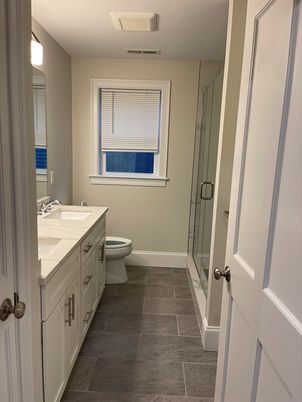 Bathroom, Dual Sink Vanities, Glass Shower, Interior
