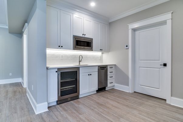 Interior, Kitchen, Recessed Lighting, Wood Texture Flooring