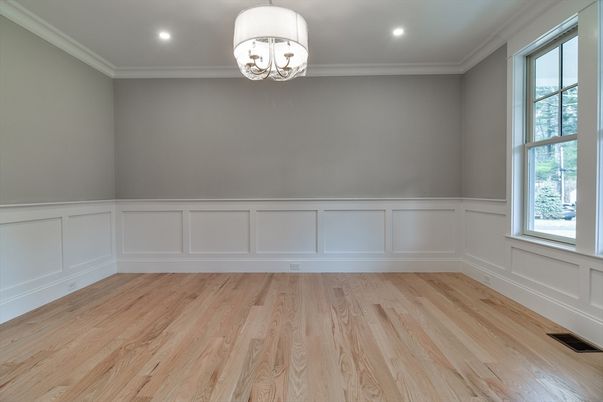 Empty room, Interior, Recessed Lighting, Wood Texture Flooring