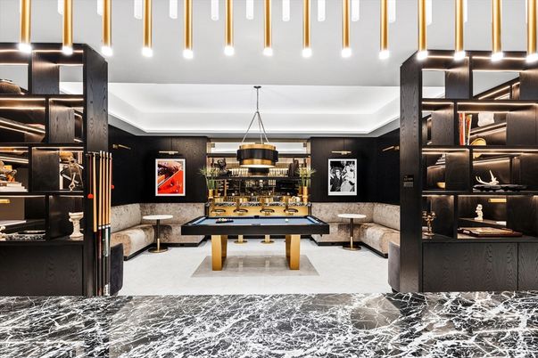Billiard Table, Game Room, Interior, Pendant Lights