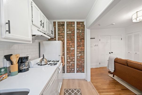 Interior, Kitchen, Stone Walls, Wood Texture Flooring