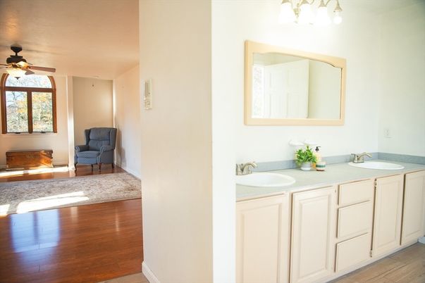 Bathroom, Dual Sink Vanities, Interior, Wood Texture Flooring