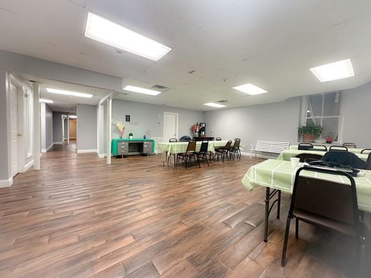 Dining room, Interior, Recessed Lighting, Wood Texture Flooring