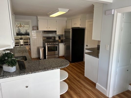 Interior, Kitchen, Stainless Steel Appliances, Wood Texture Flooring