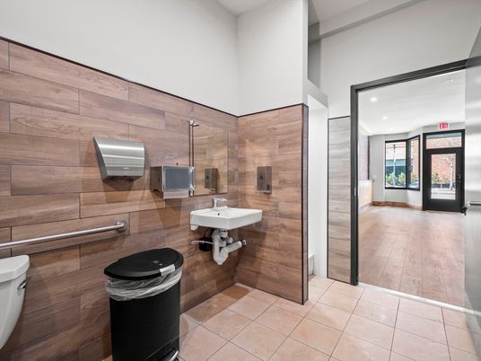 Bathroom, Interior, Recessed Lighting, Wood Texture Flooring, Wooden Walls