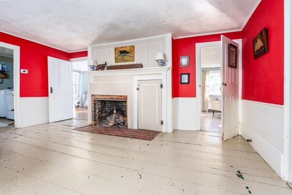 Empty room, Fireplace, Interior, Wood Texture Flooring