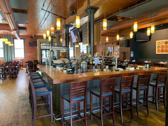 Interior, Kitchen, Pendant Lights, Stone Walls, Wood Texture Flooring