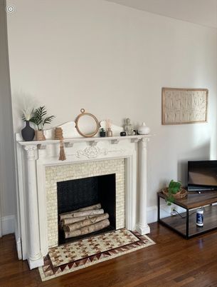 Fireplace, Interior, Wood Texture Flooring