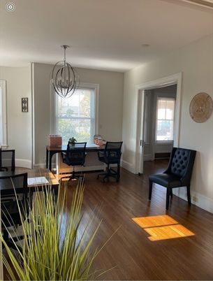 Chandelier, Home Office, Interior, Wood Texture Flooring