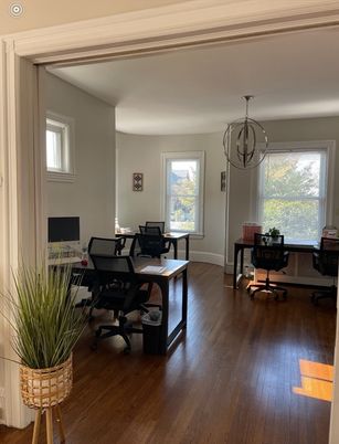 Chandelier, Home Office, Interior, Pendant Lights, Wood Texture Flooring