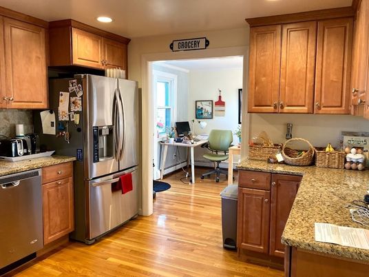 Home Office, Interior, Kitchen, Recessed Lighting, Wood Texture Flooring