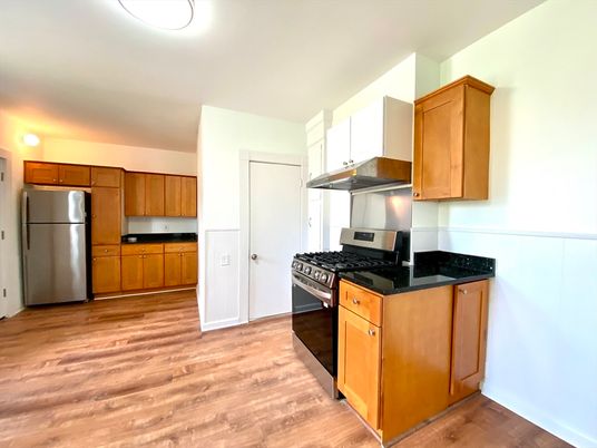 Interior, Kitchen, Stainless Steel Appliances, Wood Texture Flooring
