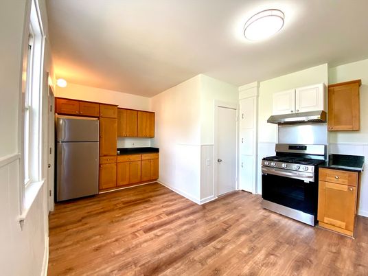 Interior, Kitchen, Stainless Steel Appliances, Wood Texture Flooring