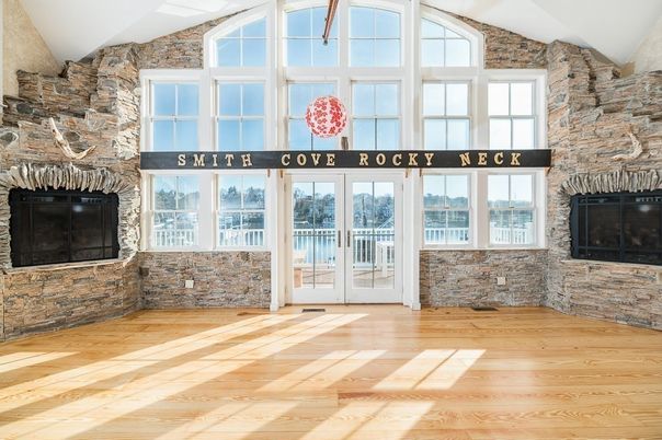 Empty room, Fireplace, Interior, Stone Walls, Wood Texture Flooring
