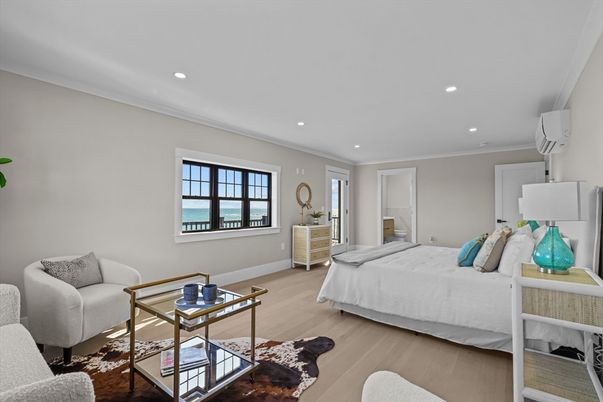 Bedroom, Interior, Recessed Lighting, Water, Wood Texture Flooring
