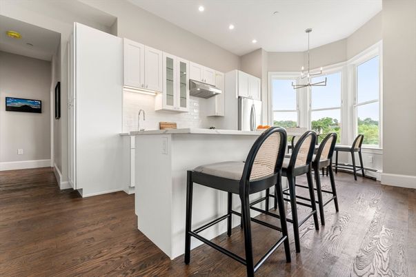 Interior, Kitchen, Pendant Lights, Recessed Lighting, Wood Texture Flooring