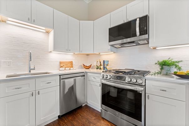 Interior, Kitchen, Stainless Steel Appliances, Wood Texture Flooring