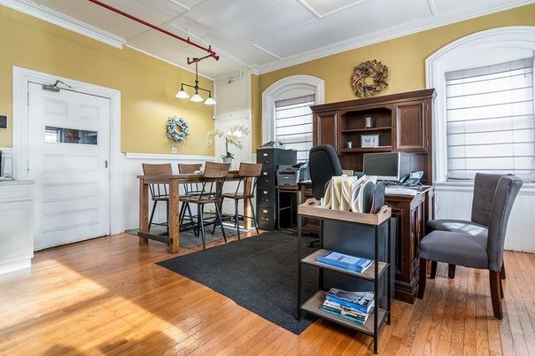 Home Office, Interior, Pendant Lights, Wood Texture Flooring