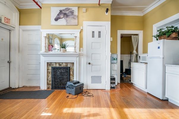 Fireplace, Interior, Wood Texture Flooring