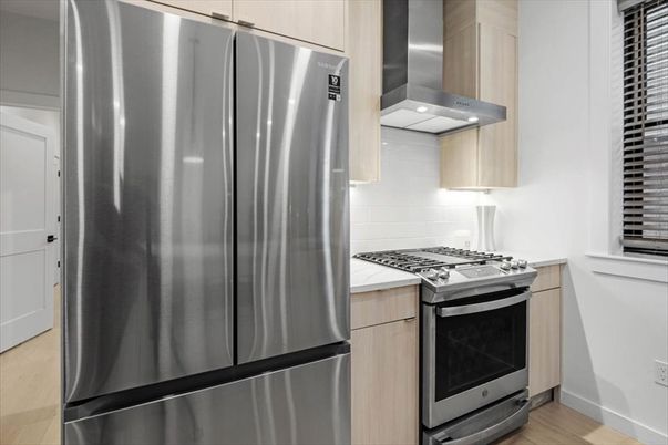 Interior, Kitchen, Stainless Steel Appliances, Wood Texture Flooring