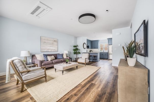 Interior, Kitchen, Living room, Recessed Lighting, Wood Texture Flooring