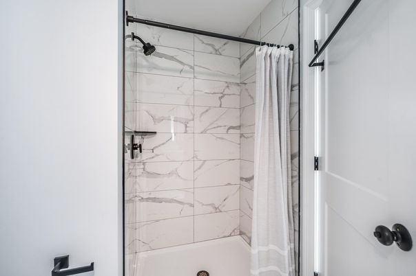 Bathroom, Glass Shower, Interior, Marble Walls