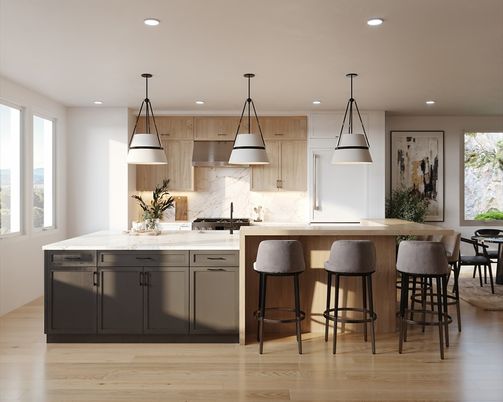 Interior, Kitchen, Pendant Lights, Recessed Lighting, Wood Texture Flooring