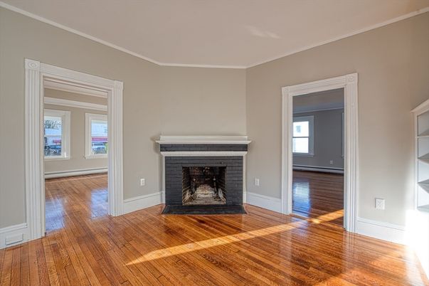 Empty room, Fireplace, Interior, Wood Texture Flooring