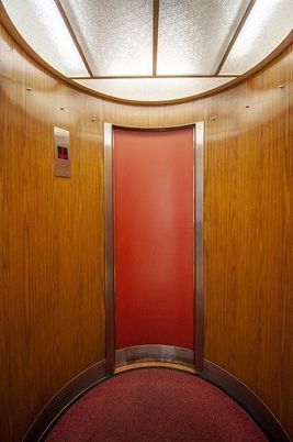 Elevator, Interior, Wooden Walls